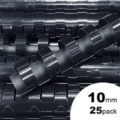 GBC PLASTIC BINDING COMB ROUND 21 LOOP 10MM A4 BLACK PACK 25