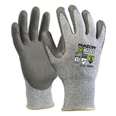 RAZOR X500 SAFETY GLOVES FIBRE PU COATING HPPE CUT LEVEL 5 RATING SIZE 9 LARGE GREY