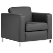 EDEN CARLO VISITOR CHAIR 1 SEATER W830 X D830 X H750MM LEATHERLOOK BLACK