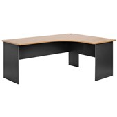 PULSE WORKSTATION RIGHT HAND W1800 X W1200 X D600 X H730MM BEECH TOB IRONSTONE SLAB