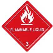 STICKY LABEL FLAMMABLE LIQUID 3 W100 X L100MM ROLL 500 RED
