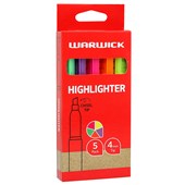 WARWICK SLIMLINE HIGHLIGHTER ASSORTED PACK 5
