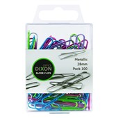 DIXON PAPER CLIP 28MM METALLIC COLOURS PACK 100