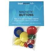 BOYD VISUAL WHITEBOARD MAGNETIC BUTTONS ASSORTED PACK 15