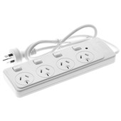 MOKI POWERBOARD 4 OUTLET WITH INDIVIDUAL SWITCHES 1M WHITE