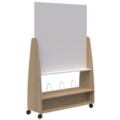 ACCENT MOVE MOBILE WHITEBOARD OPEN SHELF H1912 X L1220 X D400MM CLASSIC OAK