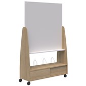 ACCENT MOVE MOBILE WHITEBOARD CUPBOARD H1912 X L1220 X D400MM CLASSIC OAK