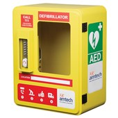 AMTECH DEFIBRILLATOR CABINET OUTDOOR LOCKABLE ALARMED WITH PIN LOCK YELLOW