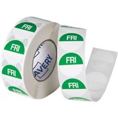 AVERY 937408 REMOVABLE DAY LABEL FRIDAY ROUND 24MM GREEN WHITE ROLL 1000