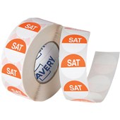AVERY 937410 REMOVABLE DAY LABEL SATURDAY ROUND 24MM ORANGE WHITE ROLL 1000