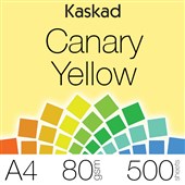 KASKAD COLOURED PAPER A4 80GSM CANARY YELLOW PACK 500 SHEETS