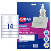 AVERY 959051 L7563 CRYSTAL CLEAR ADDRESS LABEL LASER 14UP CLEAR PACK 25
