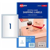 AVERY 959065 L7567 CRYSTAL CLEAR ADDRESS LABEL LASER 1UP CLEAR PACK 25