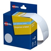 AVERY 937202 DMC24W ROUND LABEL DISPENSER 24MM WHITE BOX 550