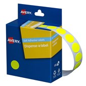 AVERY 937294 DMC14FY ROUND LABEL DISPENSER 14MM FLUORO YELLOW BOX 700