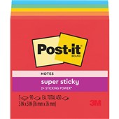 POSTIT 6545SSAN SUPER STICKY NOTES 76 X 76MM PLAYFUL PRIMARIES PACK 5