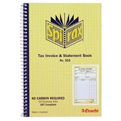 SPIRAX 555 TAX INVOICE AND STATEMENT BOOK CARBONLESS 50 PAGE 207 X 144MM