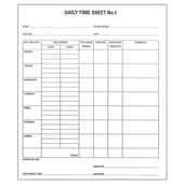 NOTE PAD NO1 DAILY TIME SHEET 70GSM W205 X L240 MM 50 LEAF WHITE