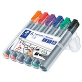 STAEDTLER 356 LUMOCOLOR FLIPCHART MARKER BULLET 20MM ASSORTED PACK 6
