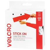 VELCRO STICK ON DOTS LOOP ONLY 22MM WHITE BOX 400