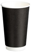 DOUBLE WALL PE PAPER CUPS BLACK 16OZ 510ML PACK 25